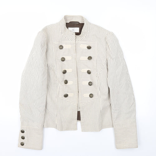 CC Womens Grey Striped  Jacket Blazer Size 14