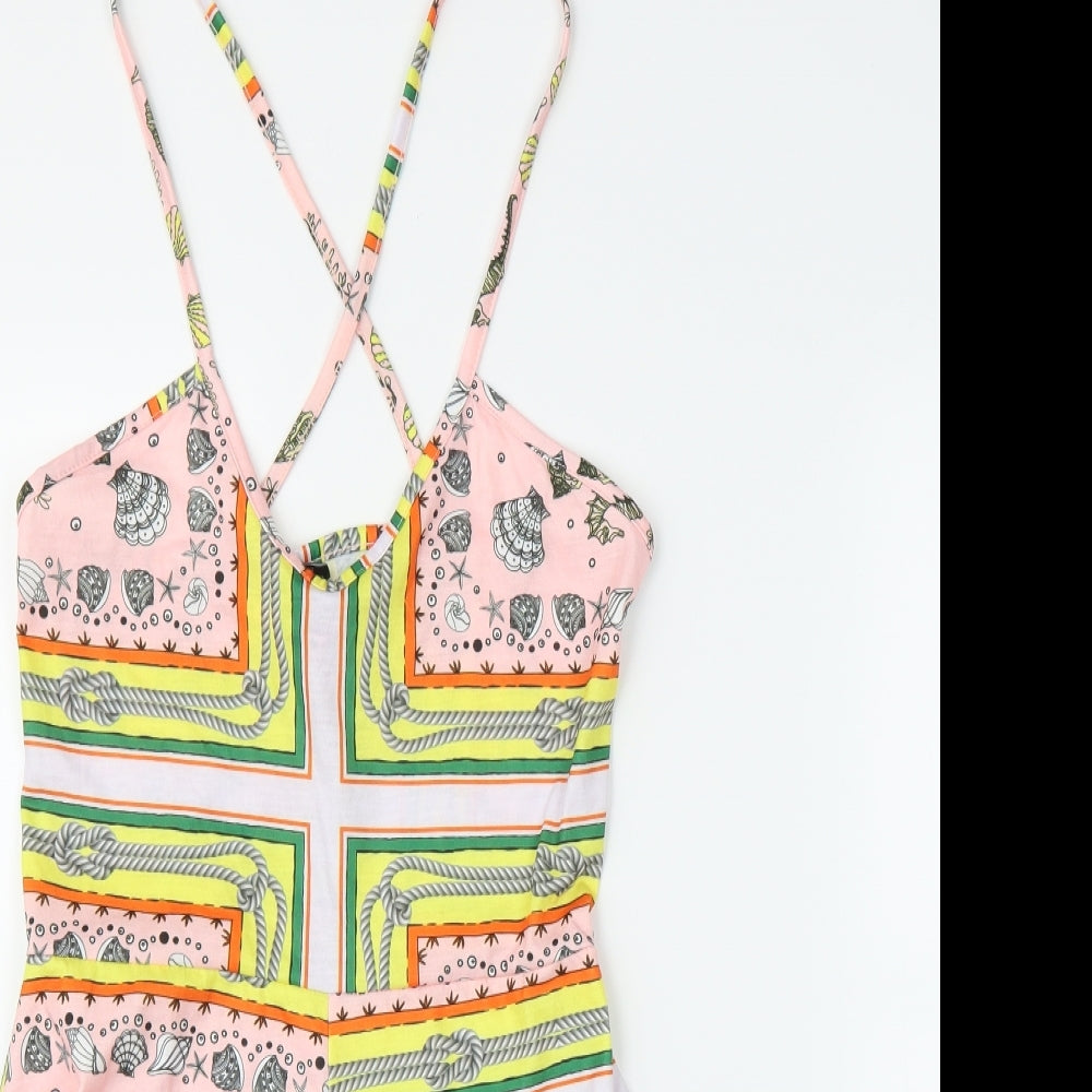 Boohoo Womens Pink Batik  Romper One-Piece Size 12