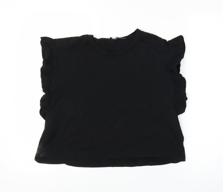 Boohoo Womens Black Cropped T-Shirt Size 10