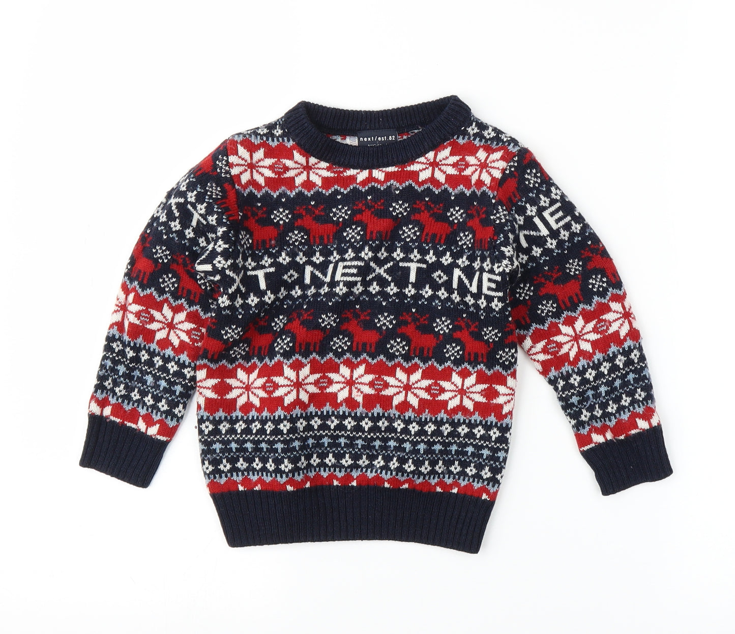 NEXT Boys Blue Fair Isle  Pullover Jumper Size 2-3 Years  - Christmas