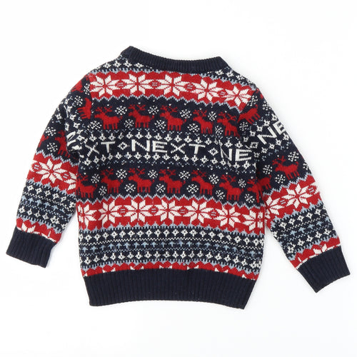 NEXT Boys Blue Fair Isle  Pullover Jumper Size 2-3 Years  - Christmas