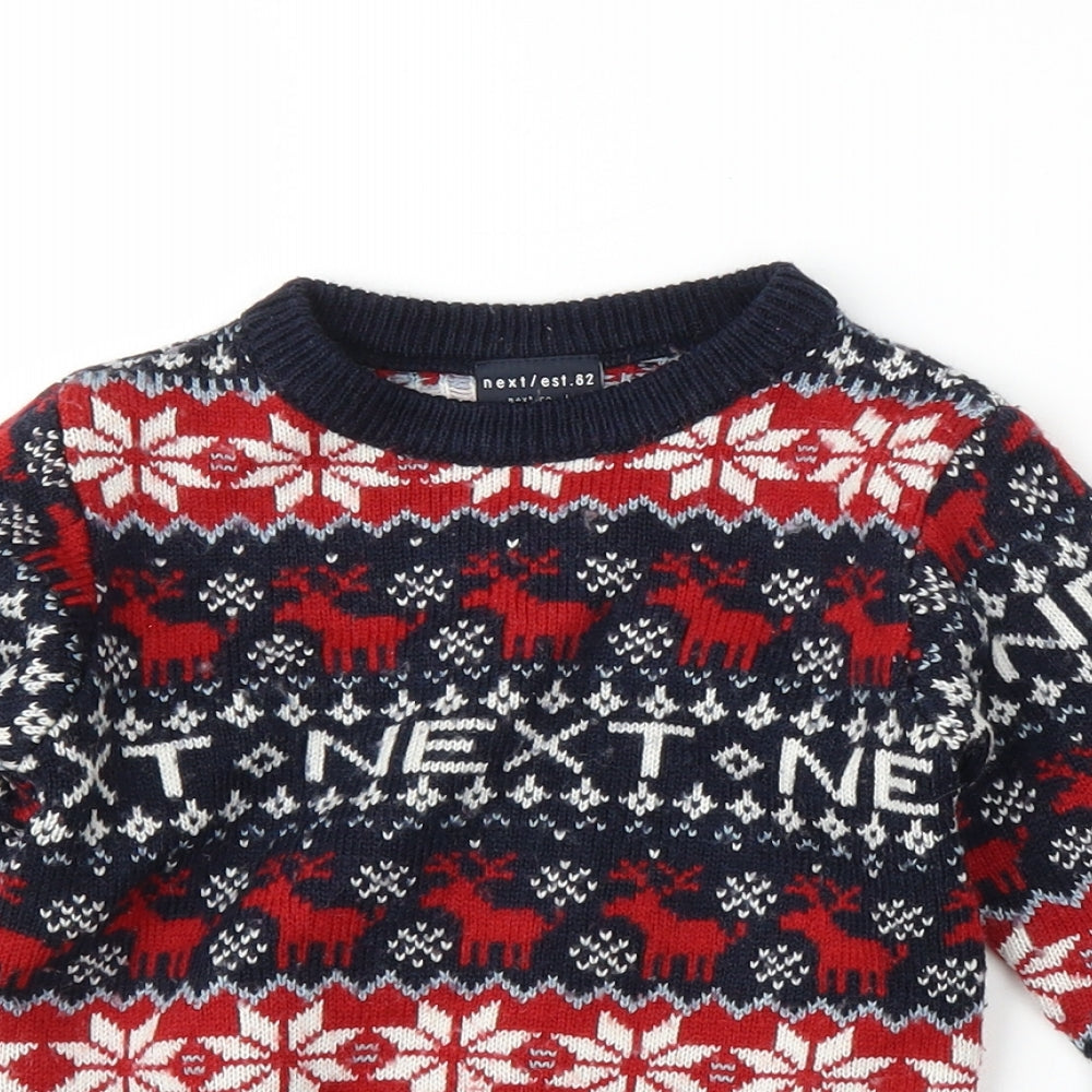 NEXT Boys Blue Fair Isle  Pullover Jumper Size 2-3 Years  - Christmas
