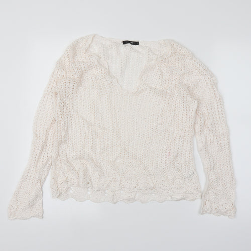 Linea Womens White   Pullover Jumper Size L