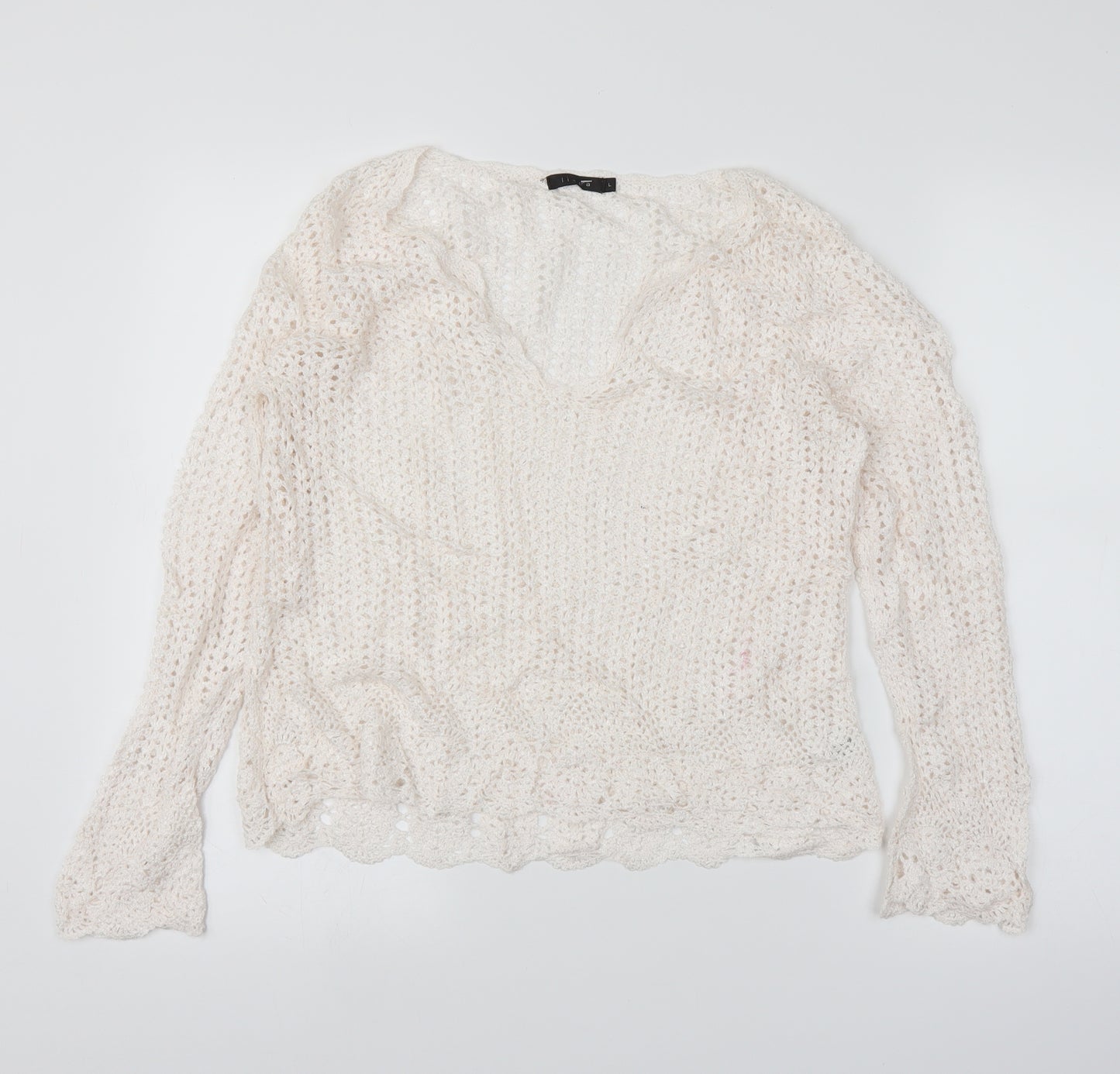 Linea Womens White   Pullover Jumper Size L