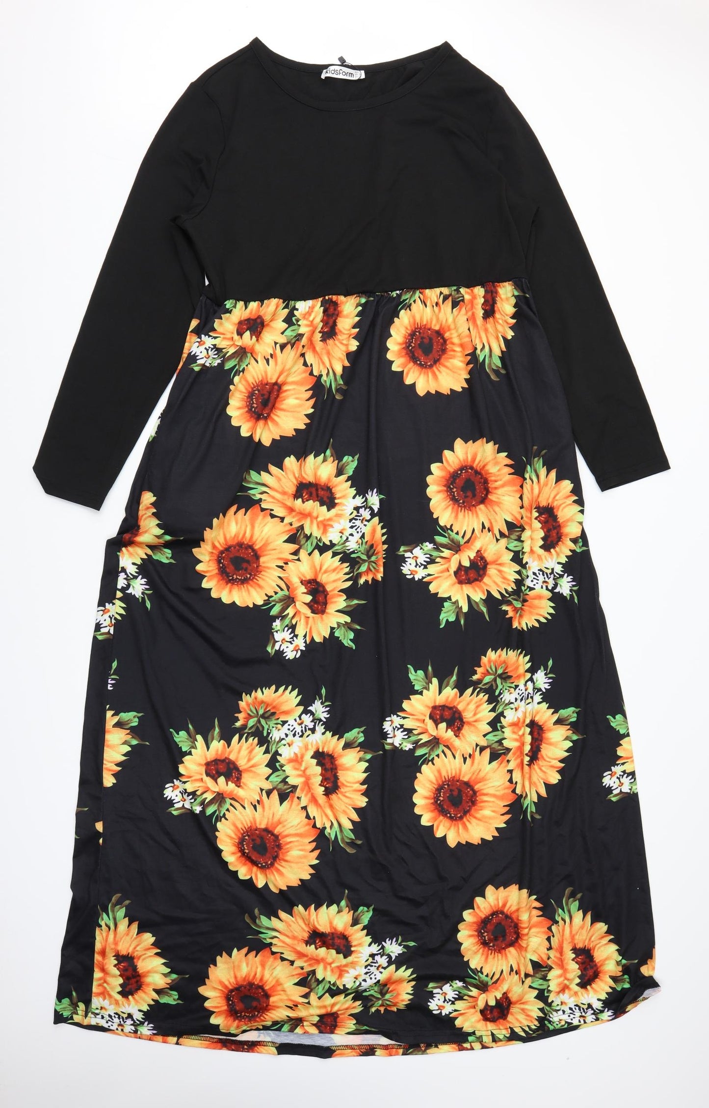 Kidsform Womens Black Floral  Maxi  Size 2XL