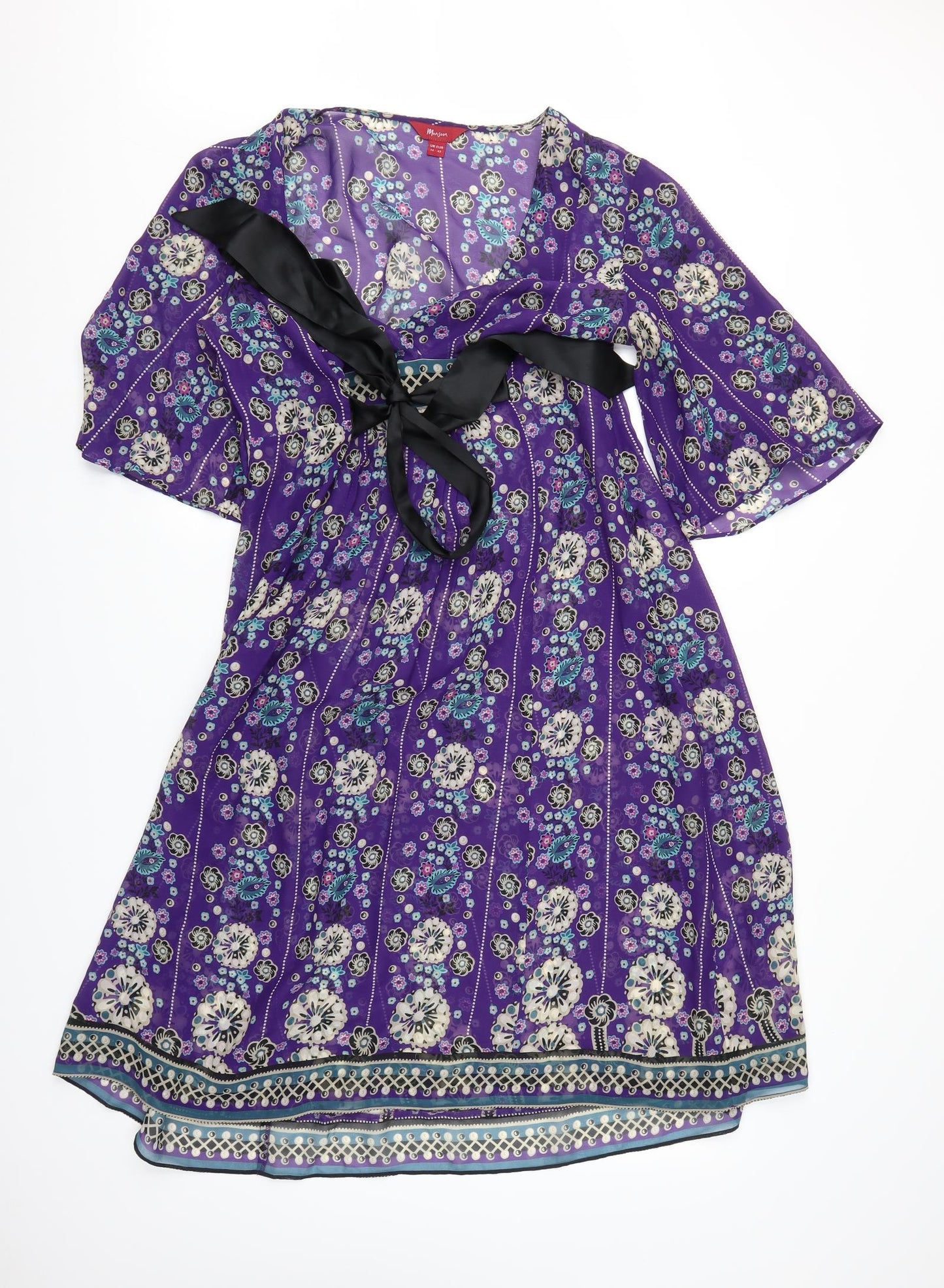 Monsoon Womens Purple Floral  Kaftan  Size 14  - Two part set