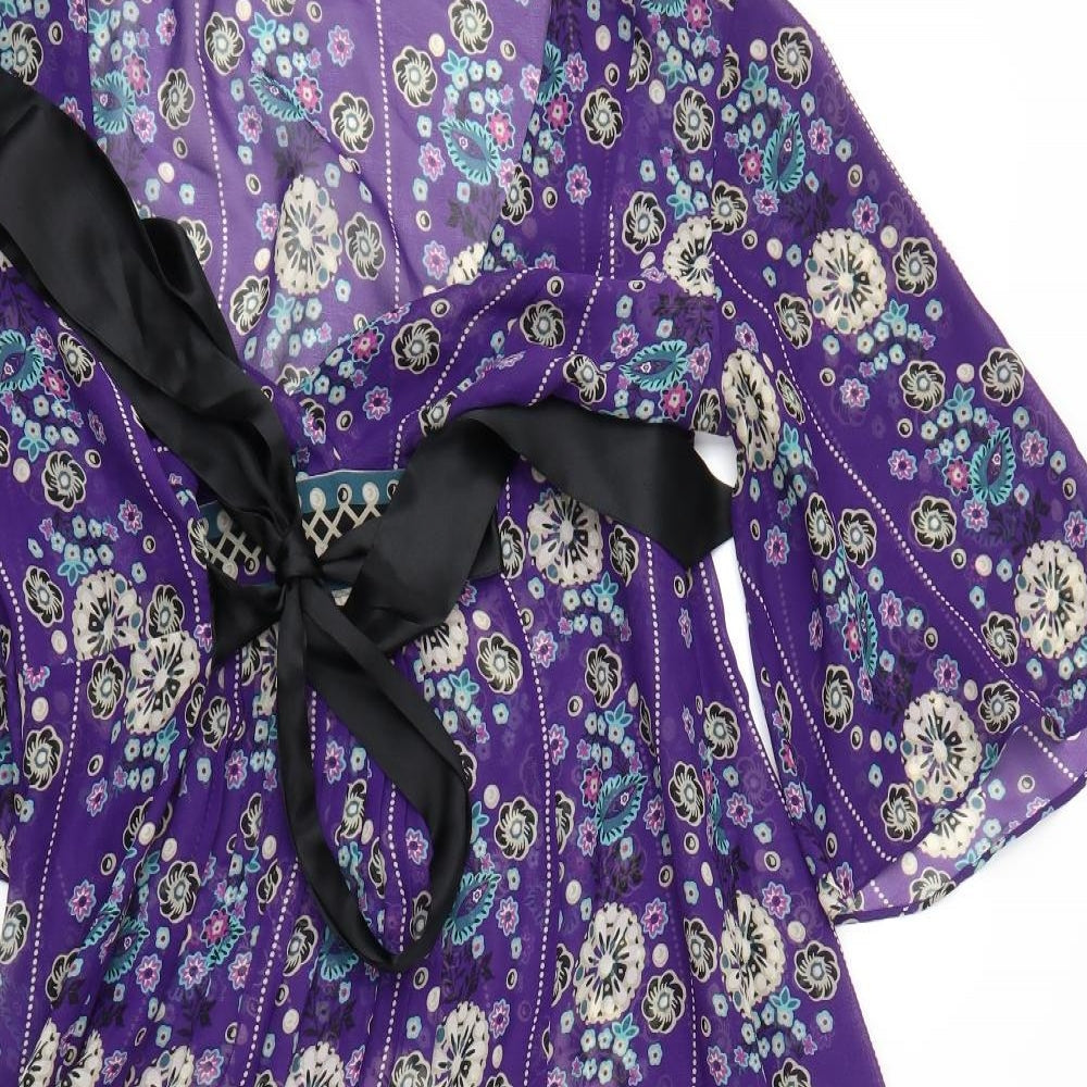 Monsoon Womens Purple Floral  Kaftan  Size 14  - Two part set