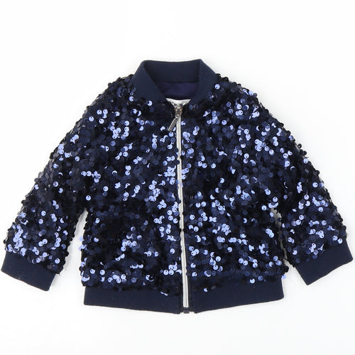 Minoti Girls Blue   Full Zip Jumper Size 9-12 Months