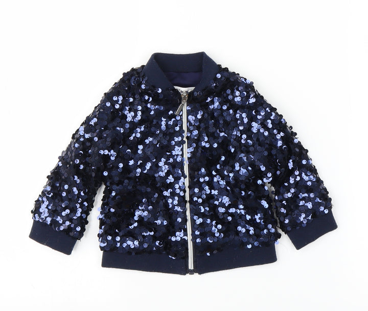 Minoti Girls Blue Full Zip Jumper Size 9-12 Months
