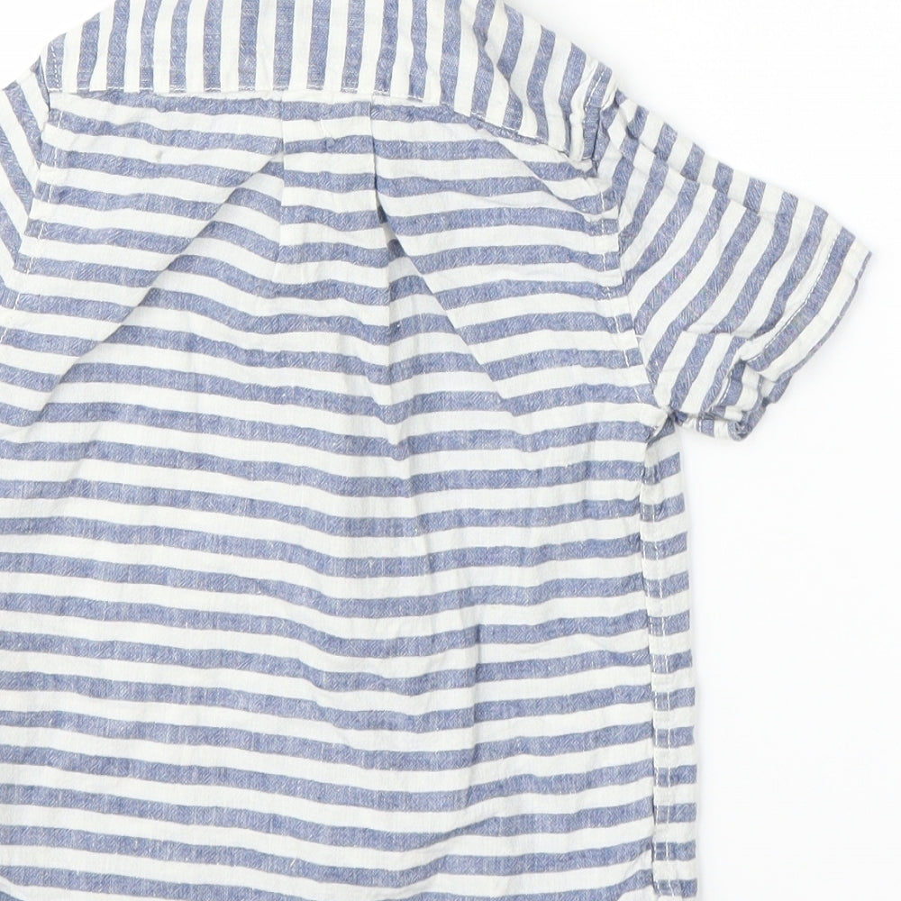 Mini Boden Boys Blue Striped  Basic Button-Up Size 2-3 Years