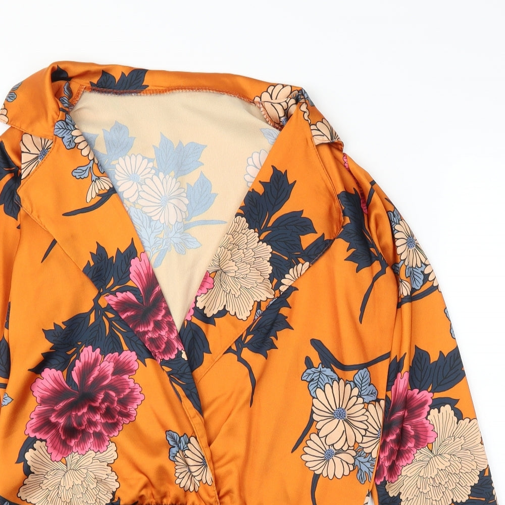 Preworn Womens Orange Floral  Leotard One-Piece Size M