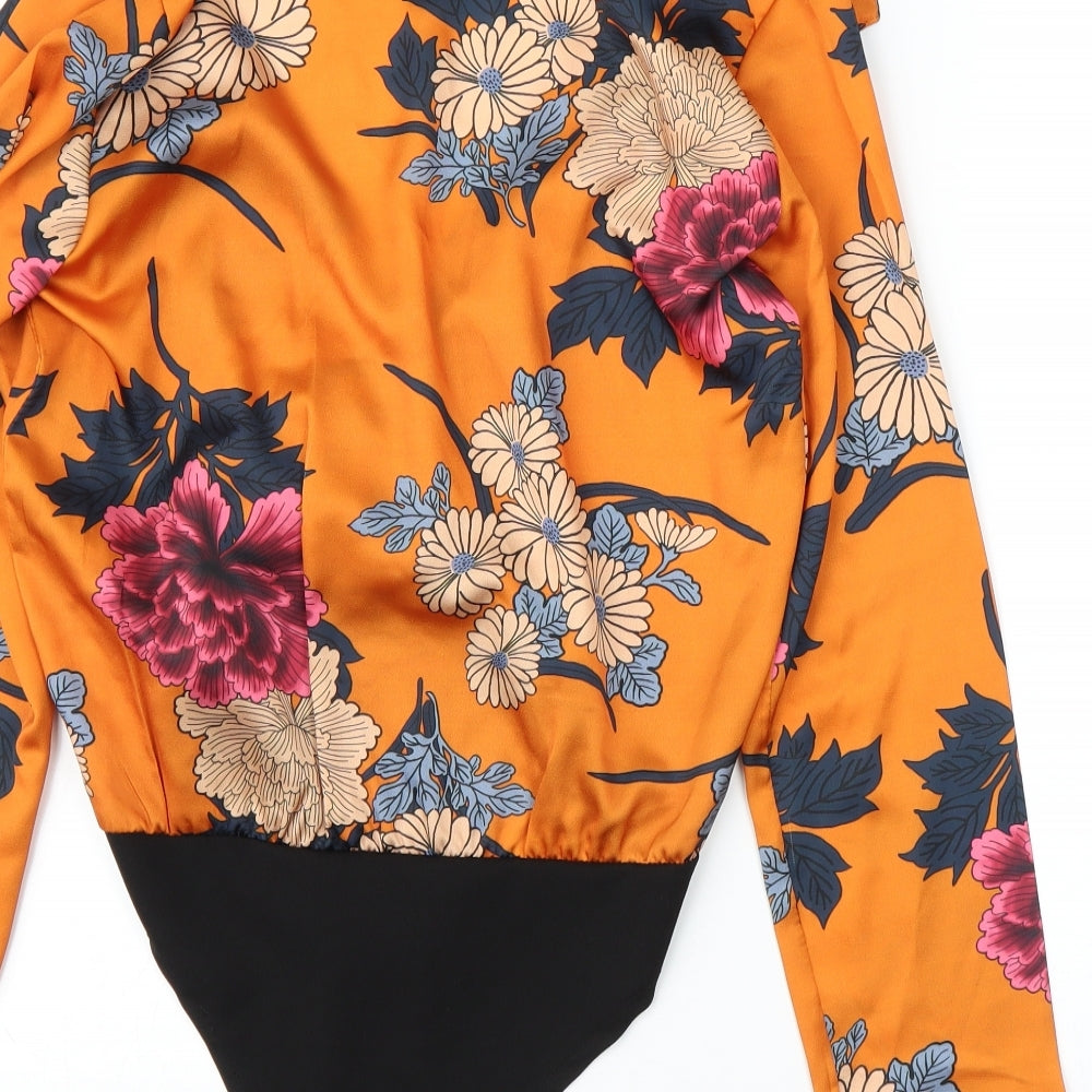 Preworn Womens Orange Floral  Leotard One-Piece Size M