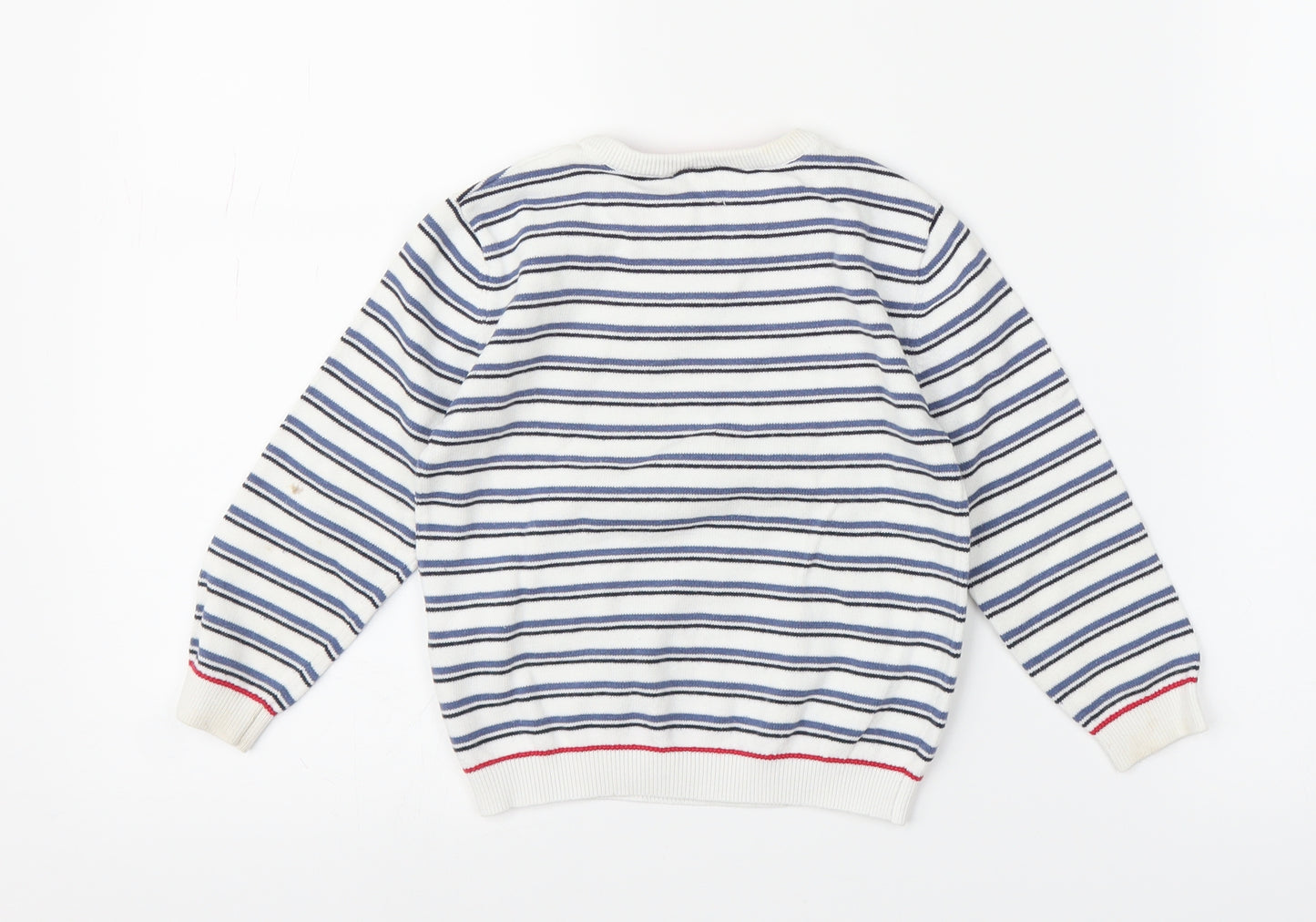 Little White Company Boys White Striped  Pullover Jumper Size 2-3 Years