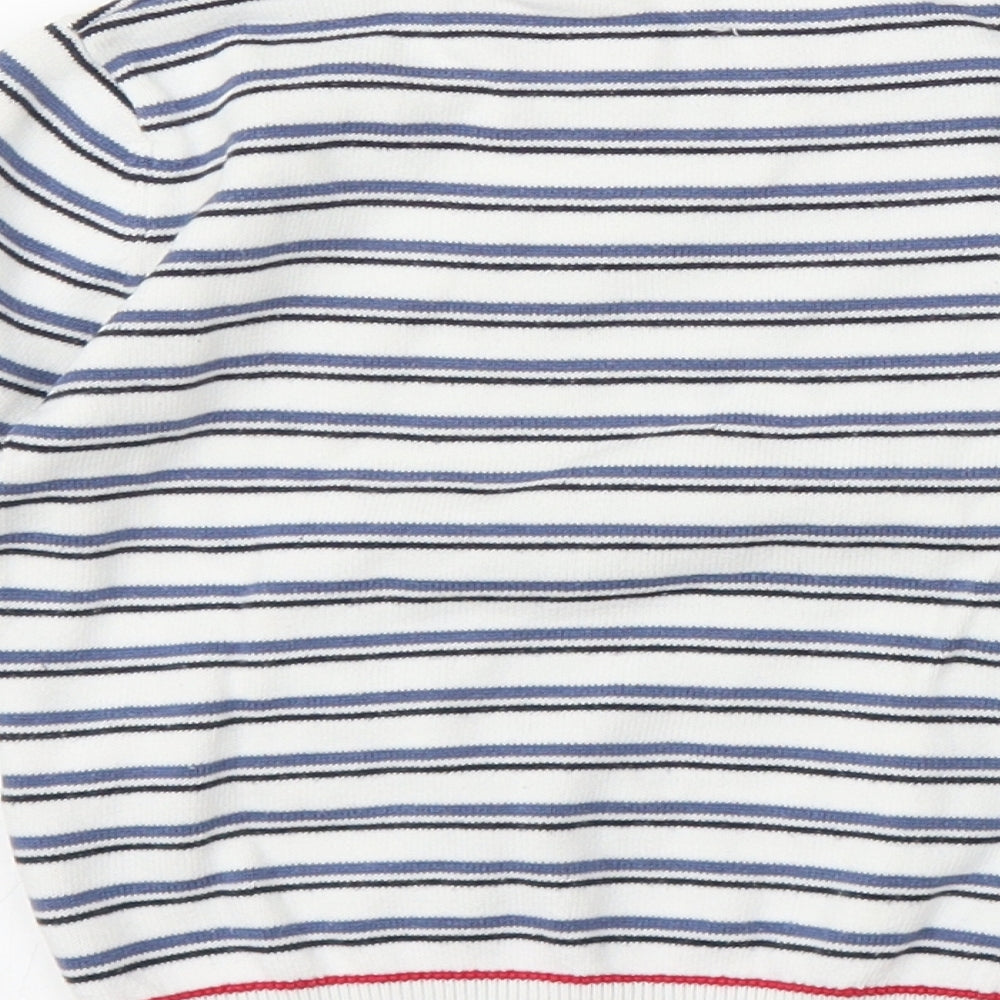 Little White Company Boys White Striped  Pullover Jumper Size 2-3 Years