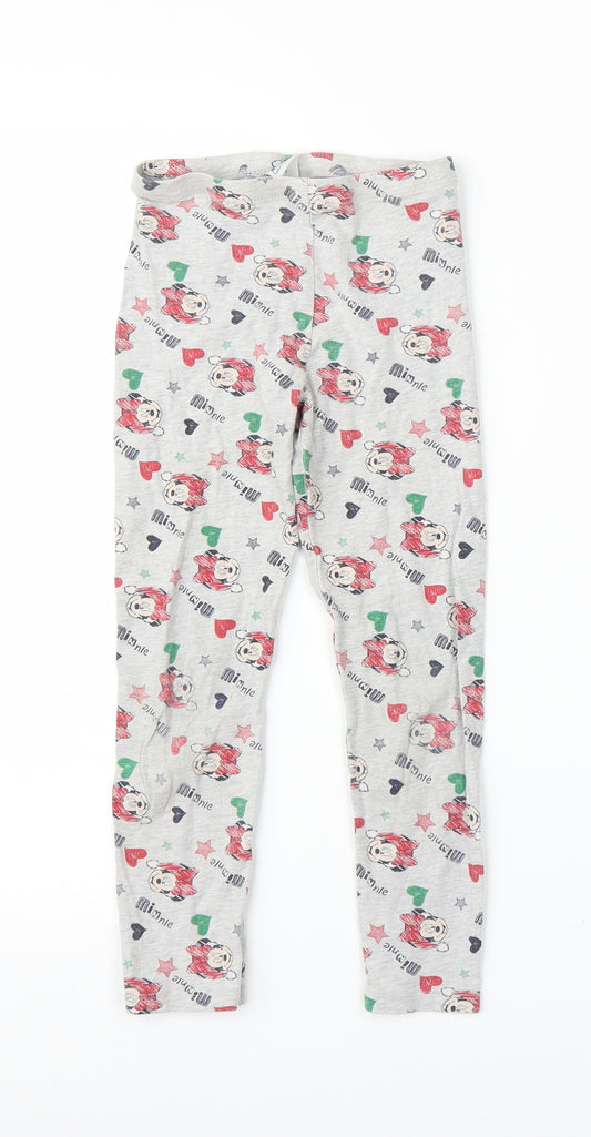 Front view of Disney girls’ grey capri pyjama pants, size 6-7, years - minnie mouse
