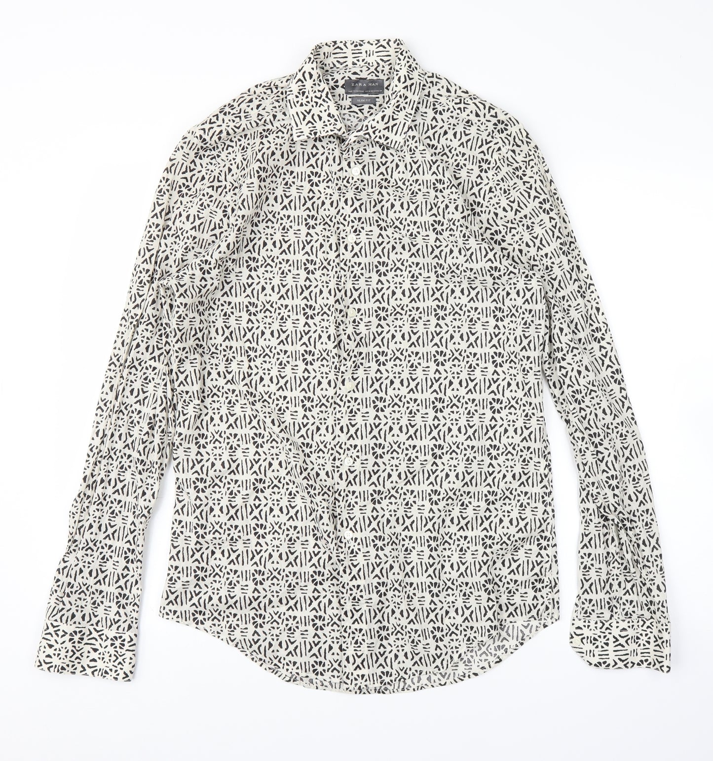 Zara Mens Ivory    Button-Up Size M