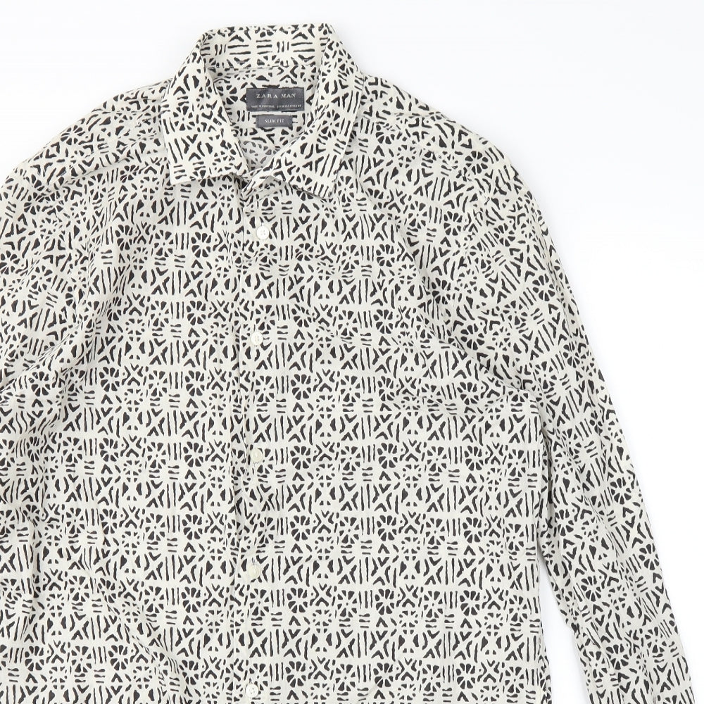 Zara Mens Ivory    Button-Up Size M