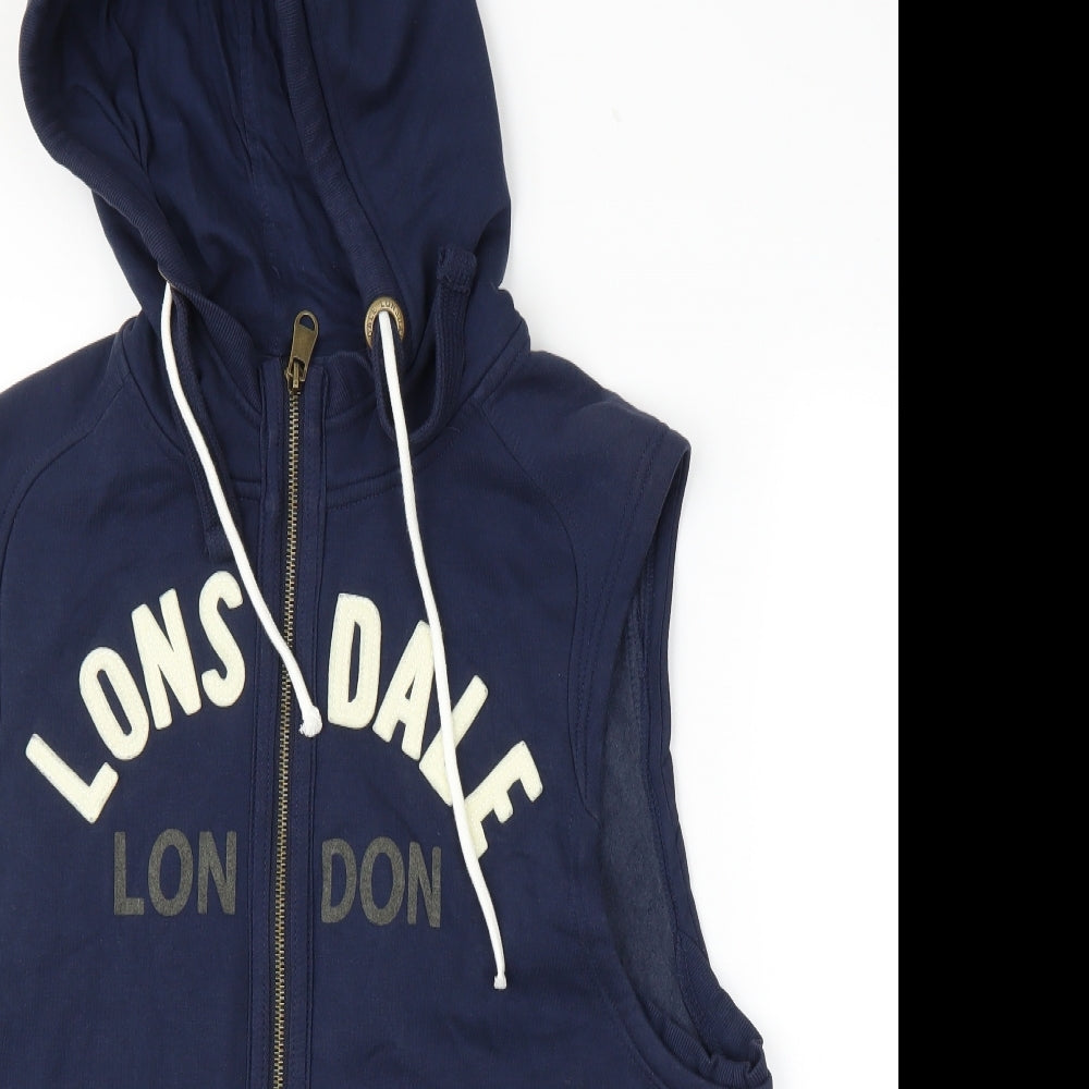 Lonsdale Mens Blue   Full Zip Hoodie Size S