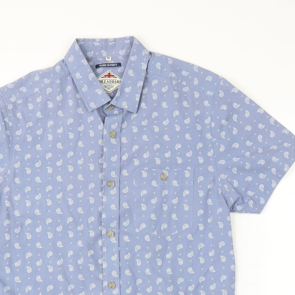 Threadbare Mens Blue Paisley   Button-Up Size M