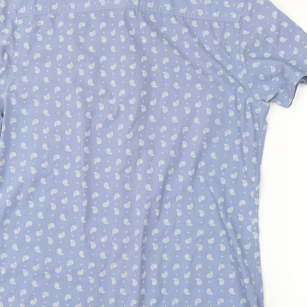 Threadbare Mens Blue Paisley   Button-Up Size M