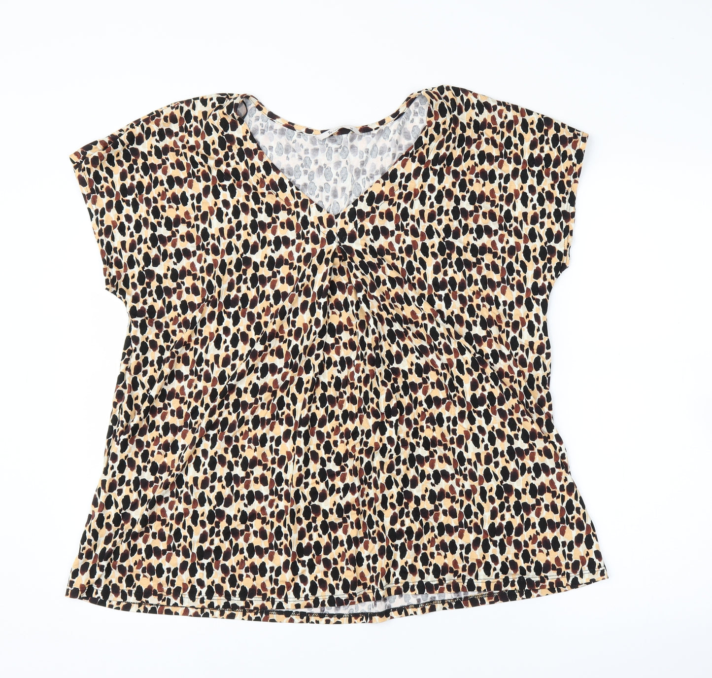 TU Womens Beige Animal Print  Basic Blouse Size 18