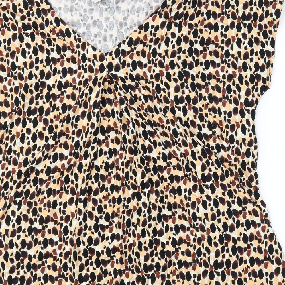 TU Womens Beige Animal Print  Basic Blouse Size 18