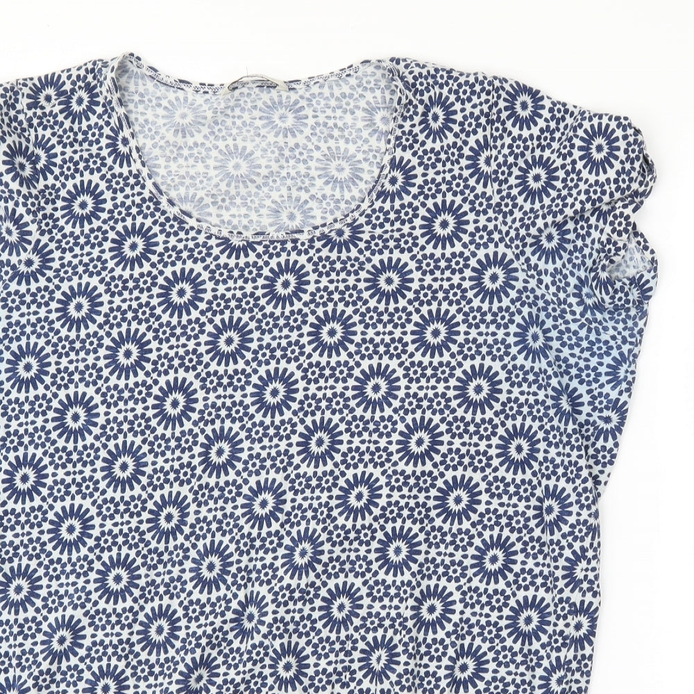 George Womens Blue Floral  Basic Blouse Size 18