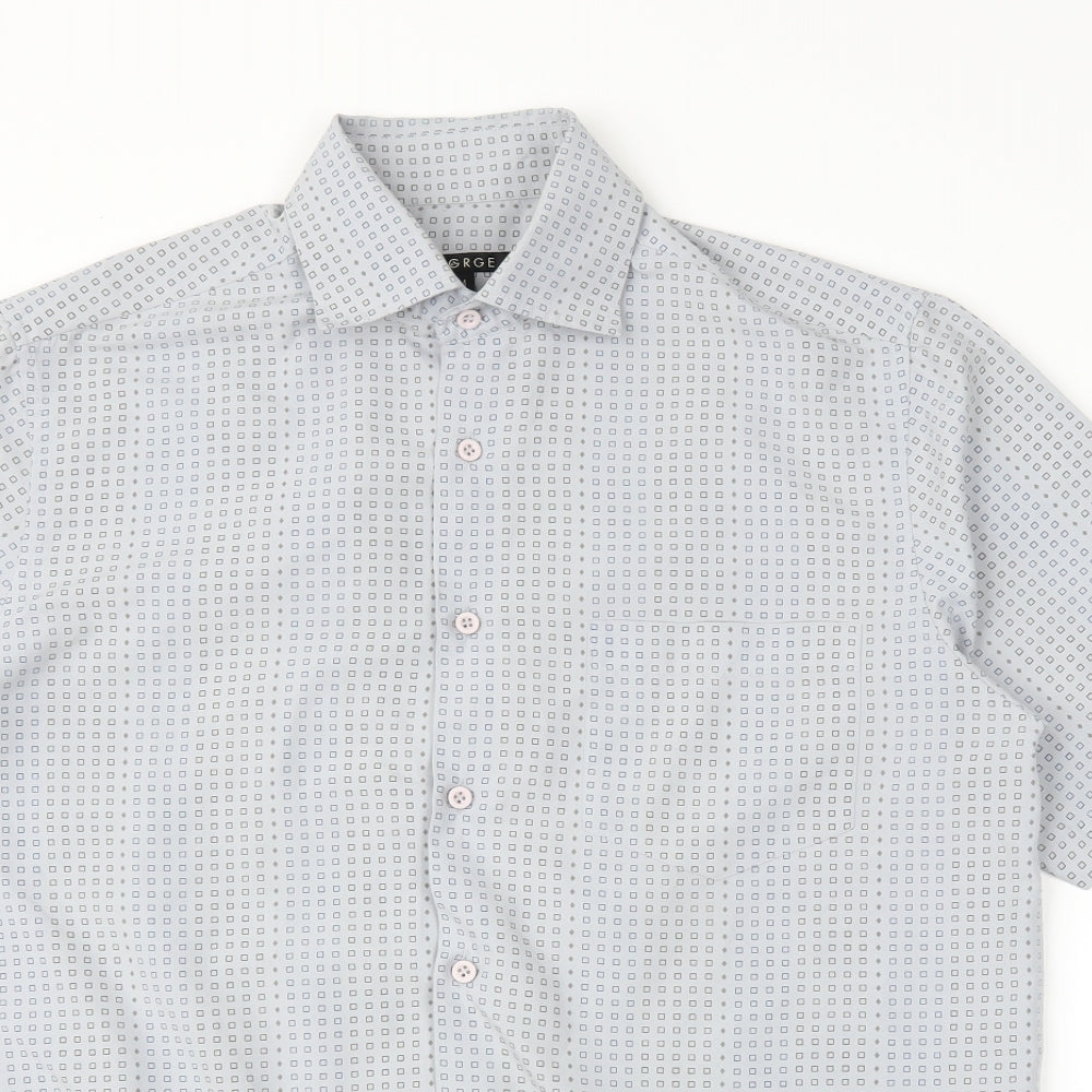 George Mens Blue Check   Button-Up Size M