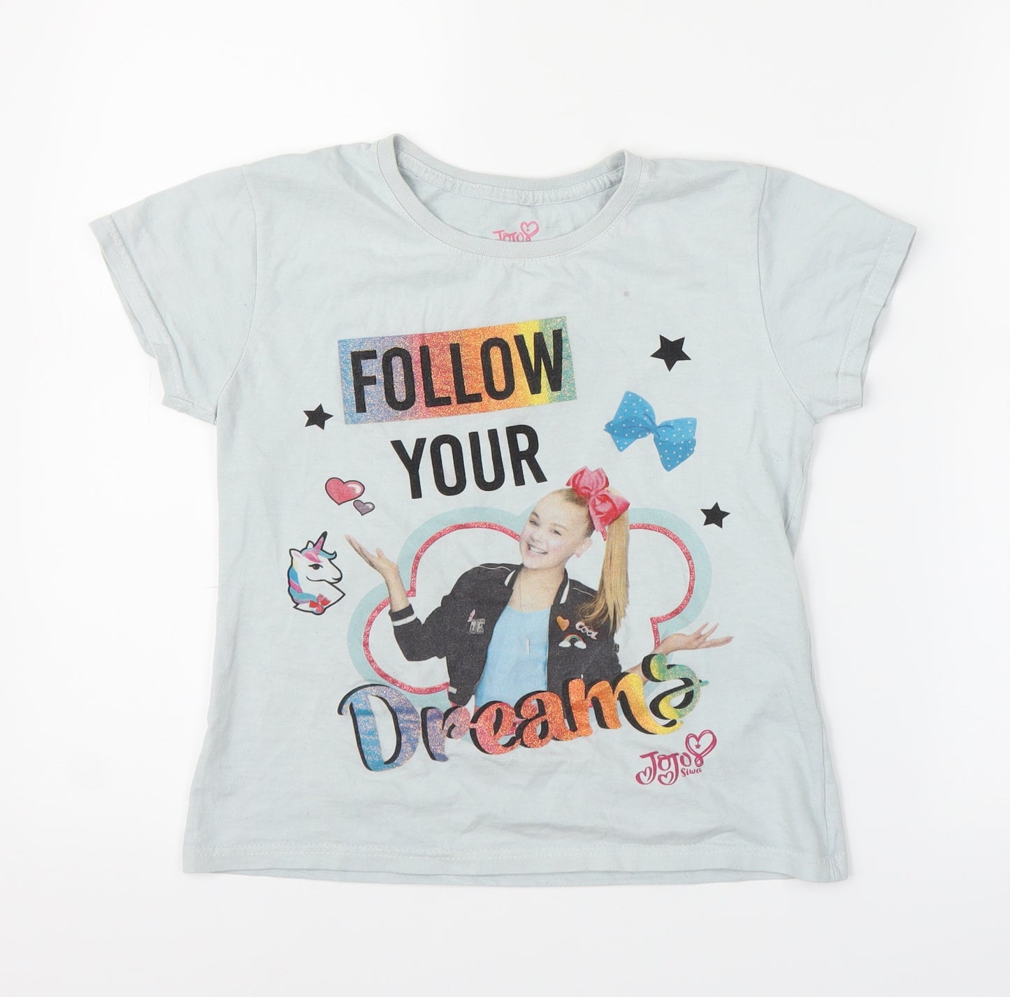 Nickelodeon Girls Blue   Basic T-Shirt Size 10-11 Years  - Jojo Siwa