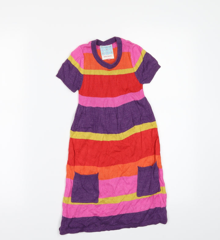 John Lewis Girls Multicoloured Striped  Jumper Dress  Size 5 Years