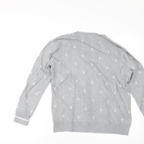 Pull&Bear Womens Grey Geometric  Pullover Jumper Size M
