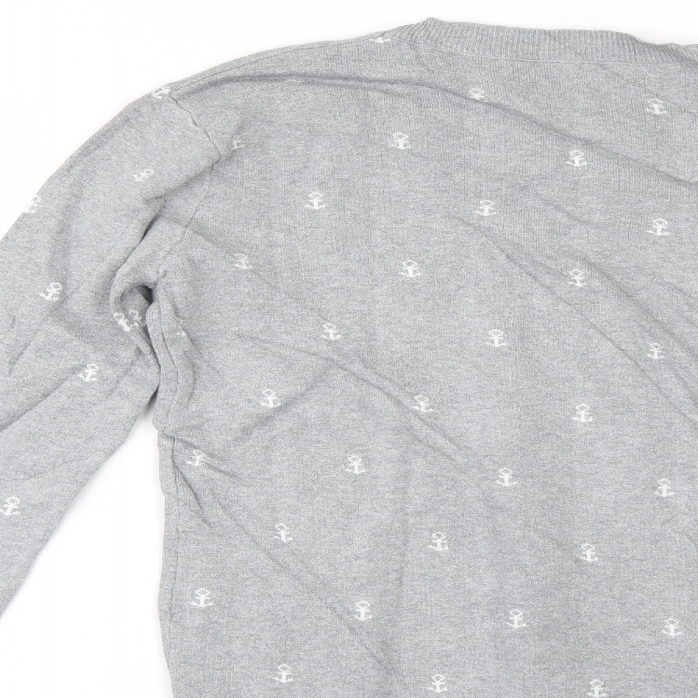 Pull&Bear Womens Grey Geometric  Pullover Jumper Size M