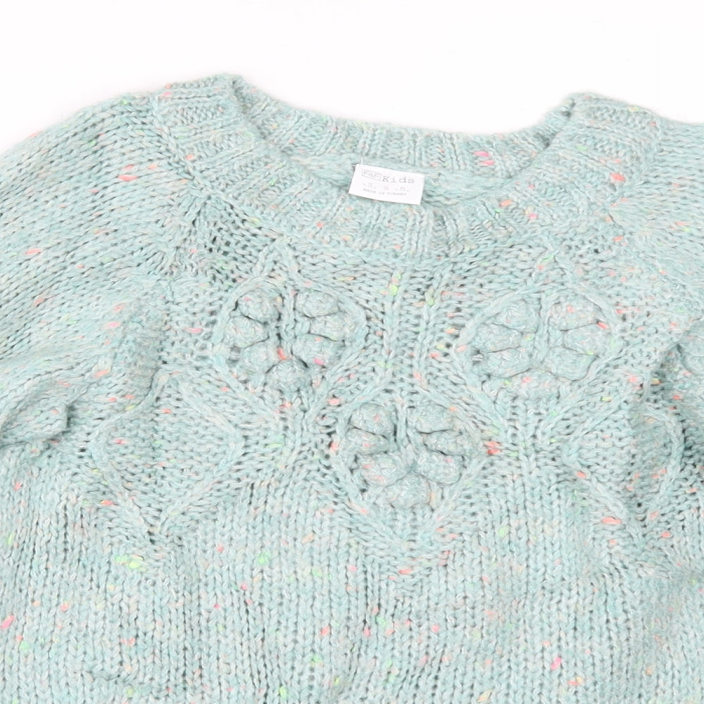 F&F Girls Green   Pullover Jumper Size 9-10 Years