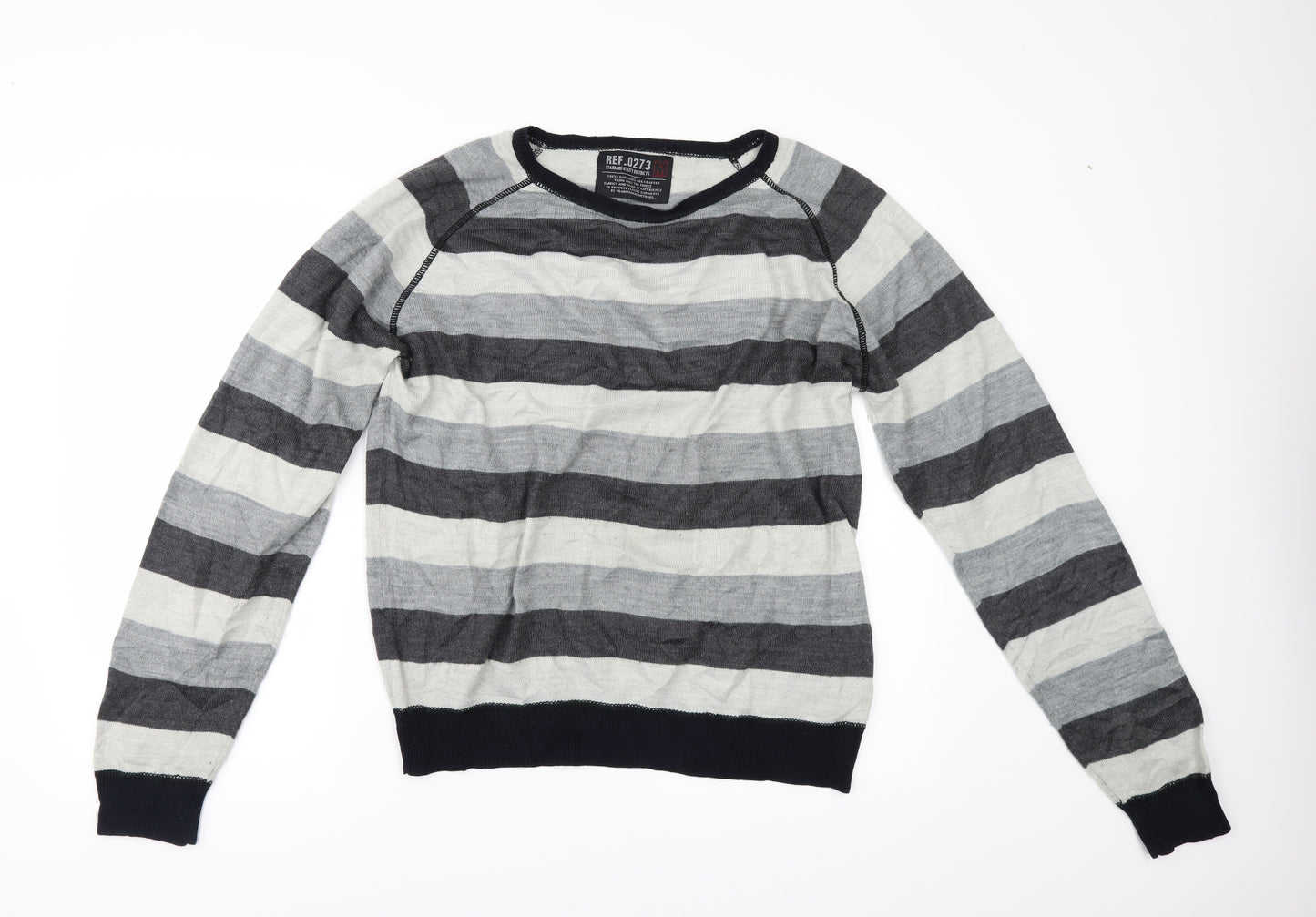 STANDARD UNTIY Mens Grey Striped  Pullover Jumper Size M