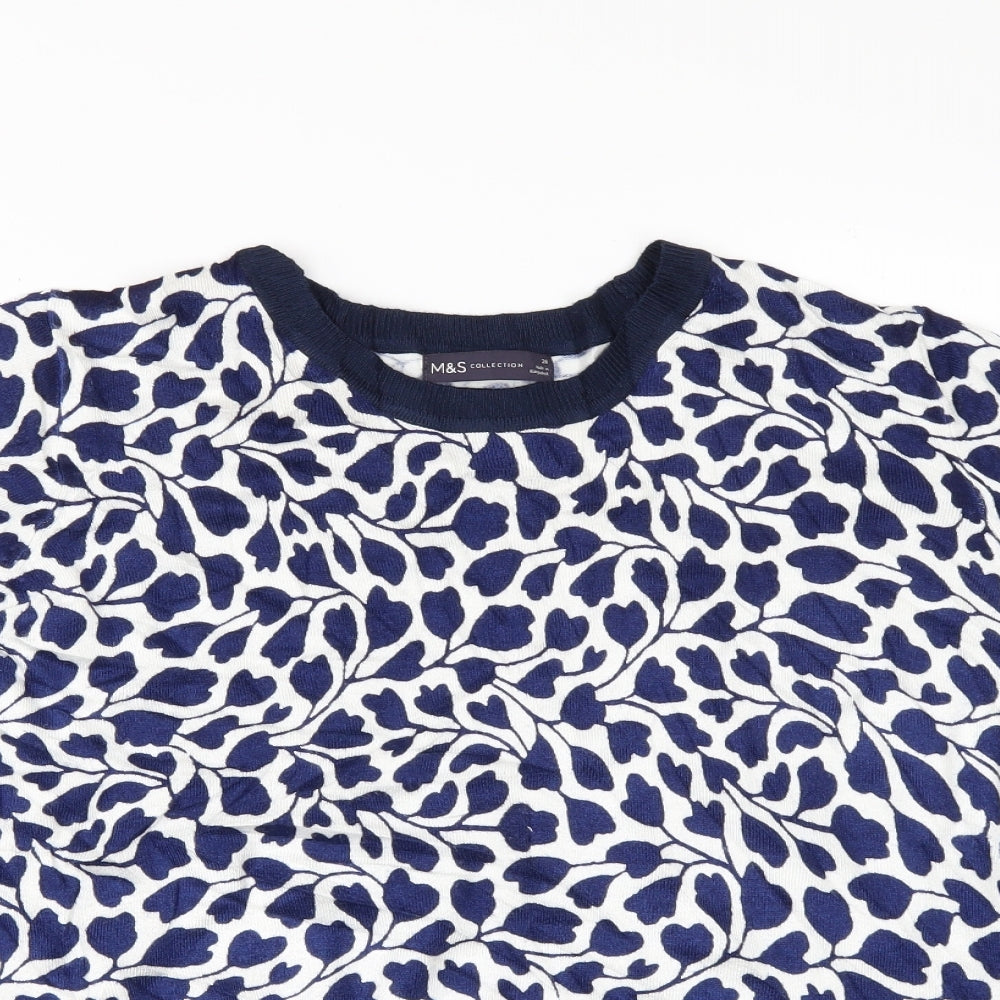 Marks and Spencer Womens White Floral  Pullover Jumper Size 20