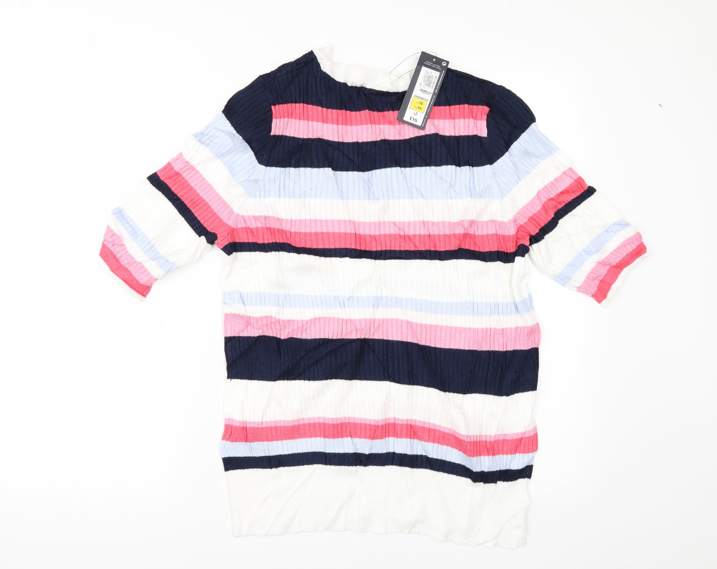 Marks and Spencer Womens White Striped  Pullover Jumper Size 16