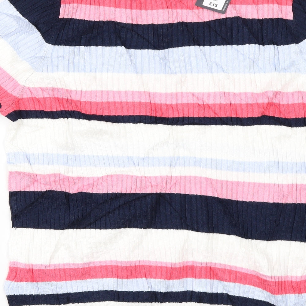 Marks and Spencer Womens White Striped  Pullover Jumper Size 16