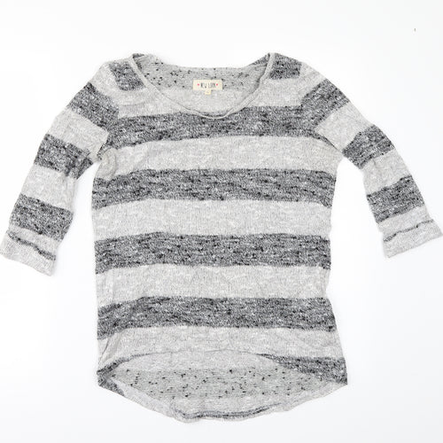 New Look Womens Grey Striped  Pullover Jumper Size 8