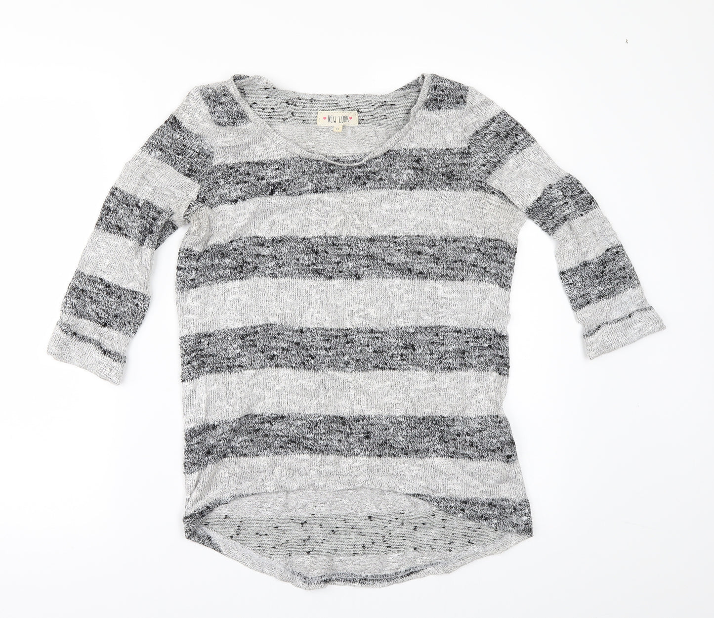 New Look Womens Grey Striped  Pullover Jumper Size 8
