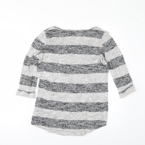 New Look Womens Grey Striped  Pullover Jumper Size 8