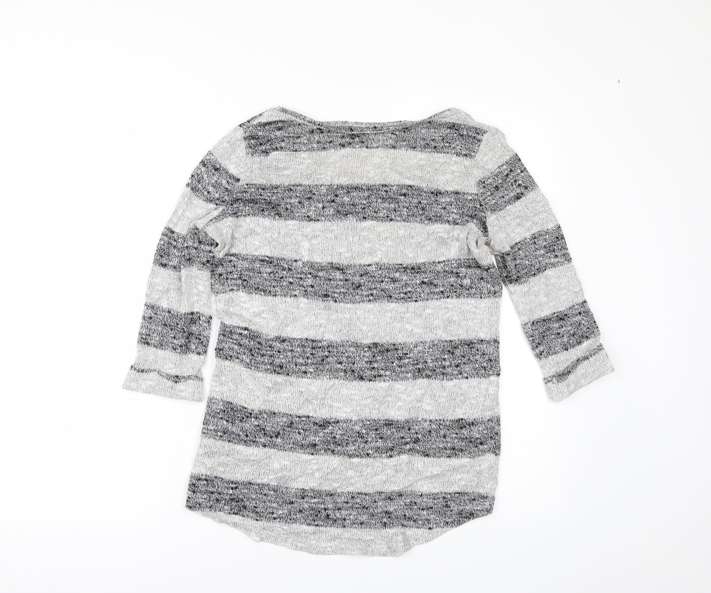 New Look Womens Grey Striped  Pullover Jumper Size 8