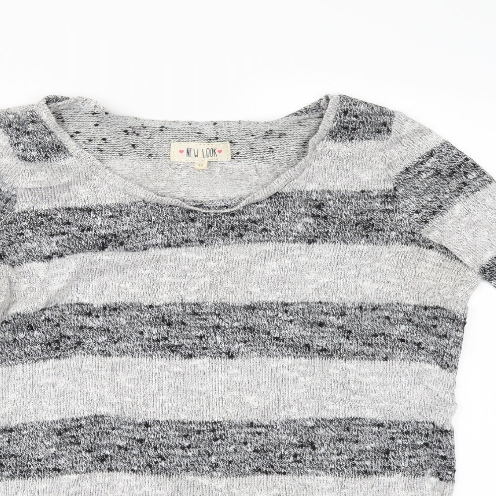 New Look Womens Grey Striped  Pullover Jumper Size 8
