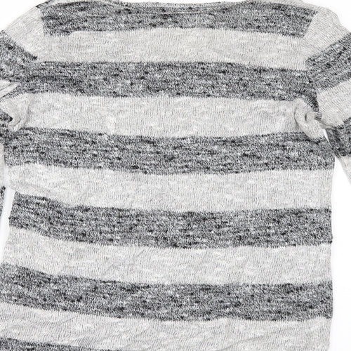 New Look Womens Grey Striped  Pullover Jumper Size 8