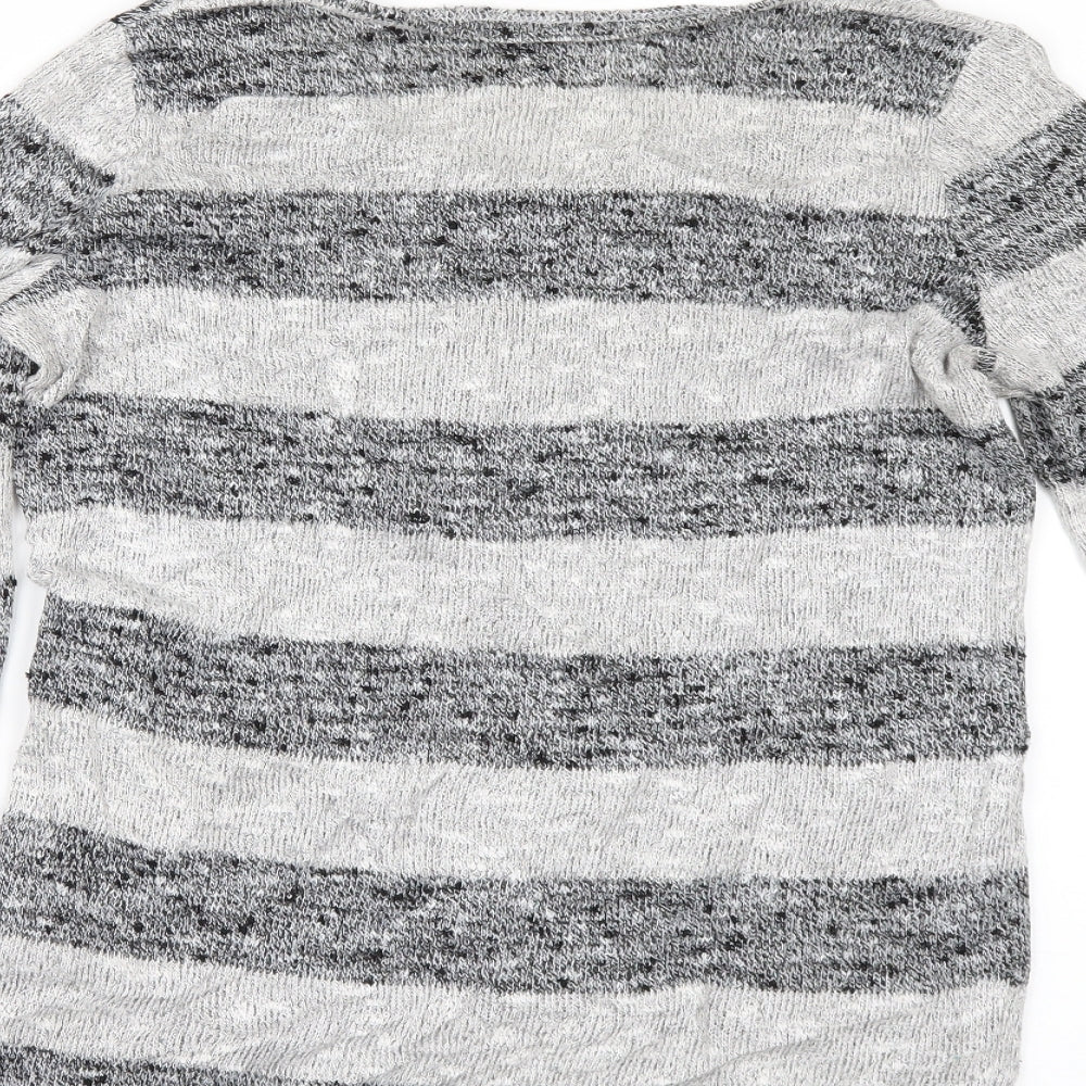 New Look Womens Grey Striped  Pullover Jumper Size 8