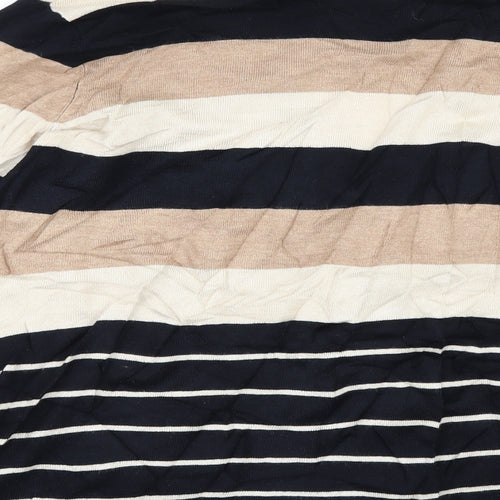 BM Womens Beige Striped  Cardigan Jumper Size M