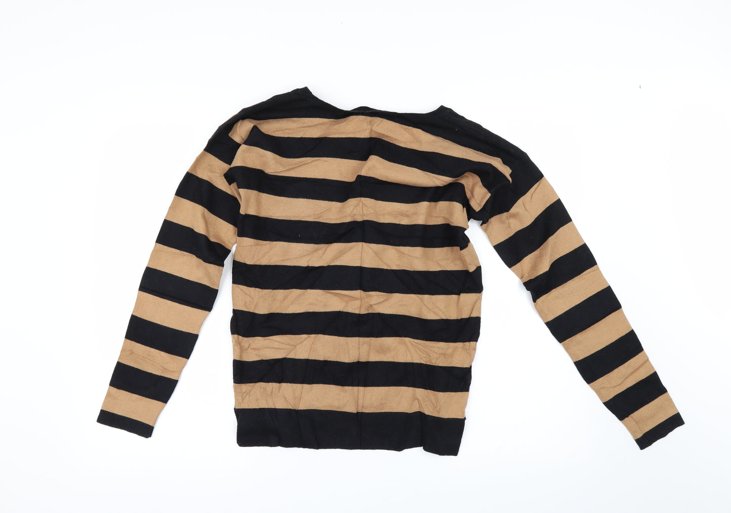 Mango Womens Beige Striped  Cardigan Jumper Size M