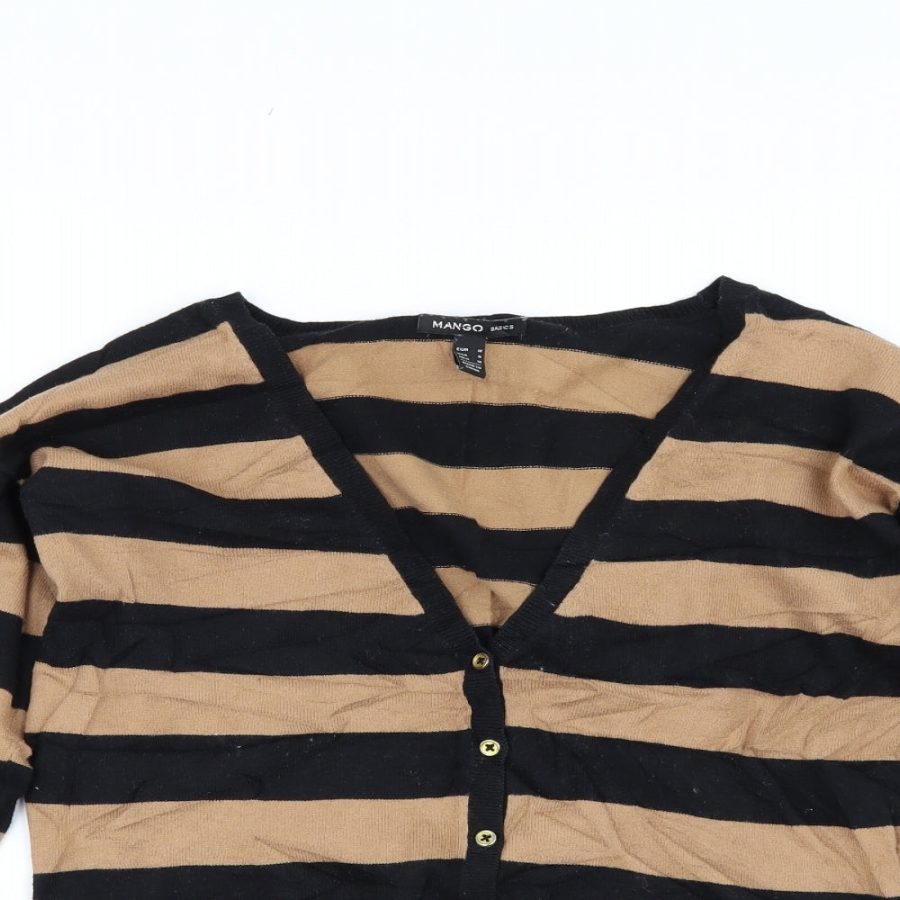 Mango Womens Beige Striped  Cardigan Jumper Size M