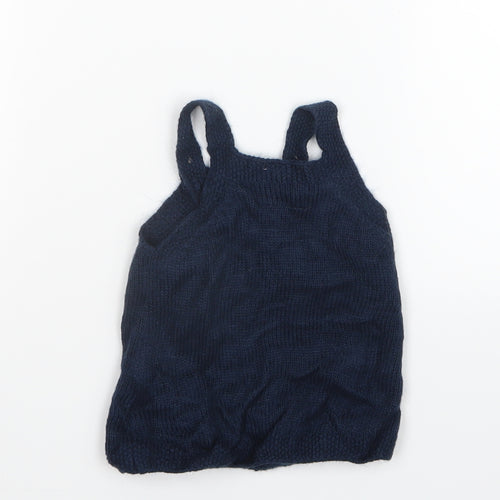 F&F Girls Blue  Knit Pinafore/Dungaree Dress  Size 0-3 Months
