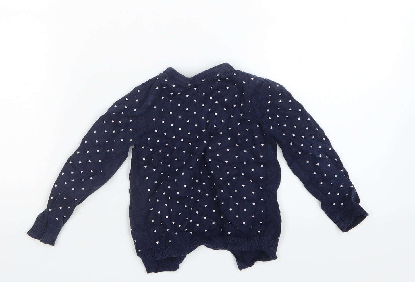 Young Dimension Girls Blue Geometric Knit Cardigan Jumper Size 18-24 Months  - Heart Print