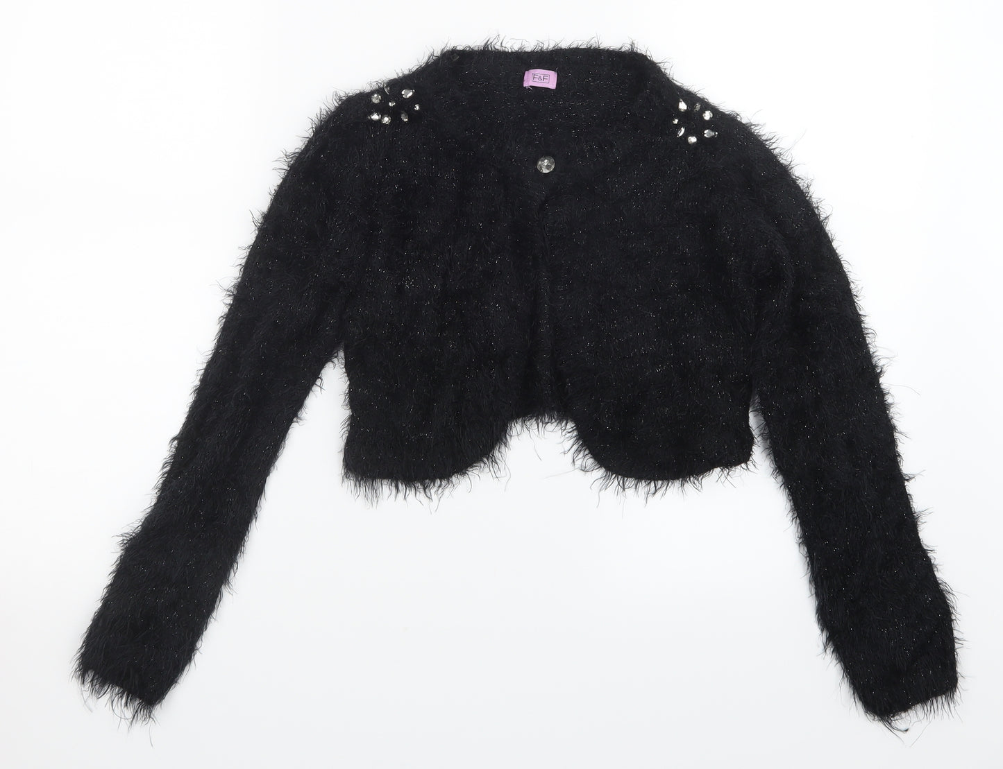 F&F Girls Black  Knit Cardigan Jumper Size 9-10 Years